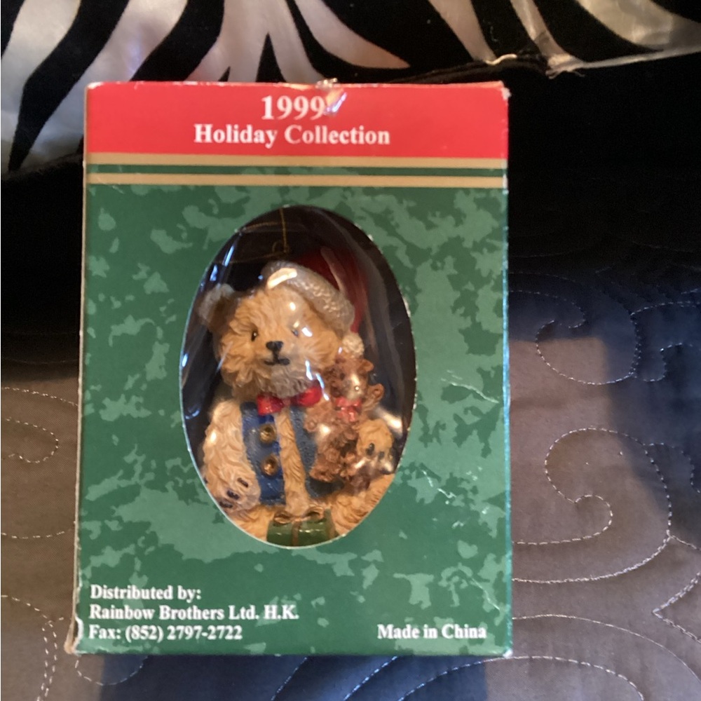 Vintage 1999 Holiday Collection Santa Teddy Bear figurine ornament
